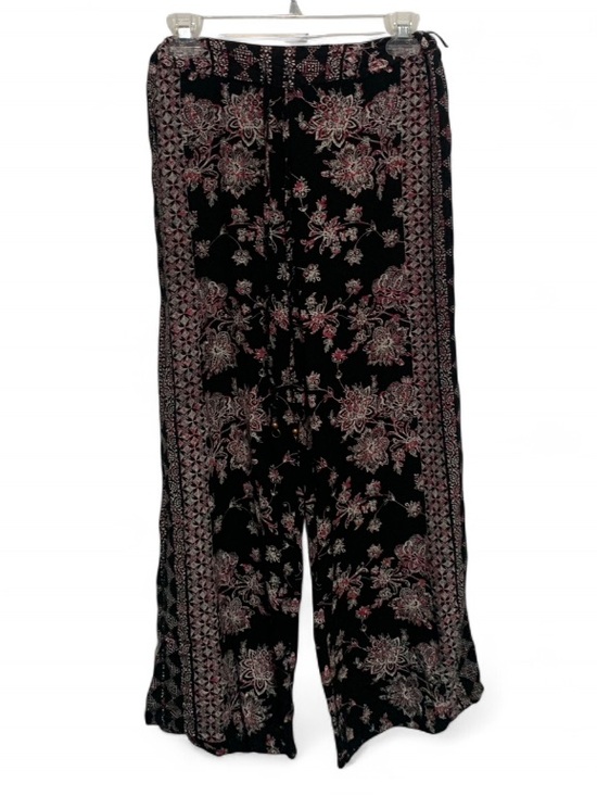 Angie Pants - Angie Black Pink Boho Floral Wide-Leg High Rise Pants